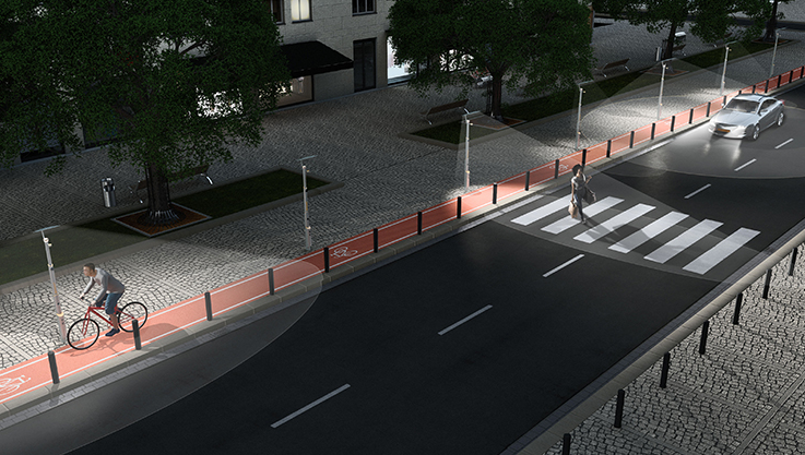 Inductive LED street lights can be automatically adjusted by radar detection