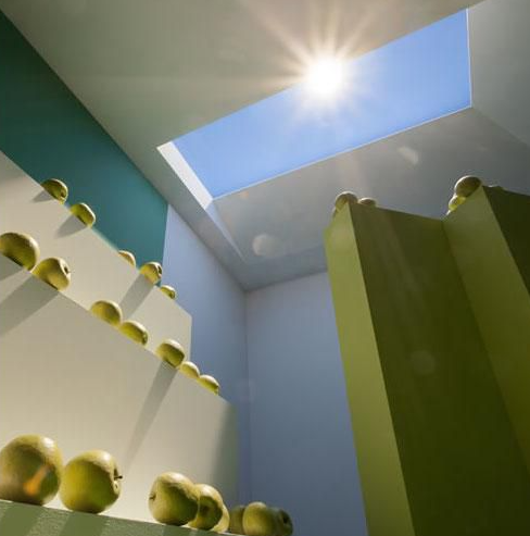 Special LED lights simulate blue sky and sunshine